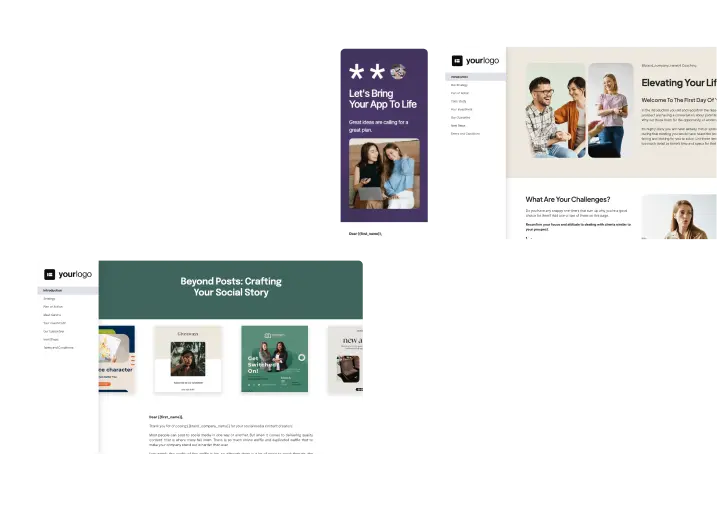 colorful Better Proposals templates shown on desktop and mobile
