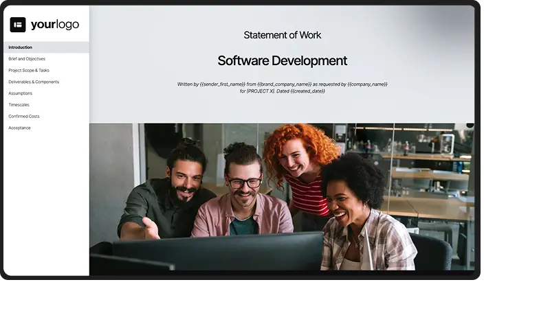 Statement of Work (SOW) Template, Editable Document.