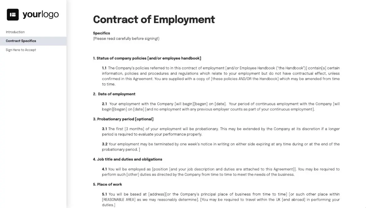 Employment Contract Template (UK) Slide 3