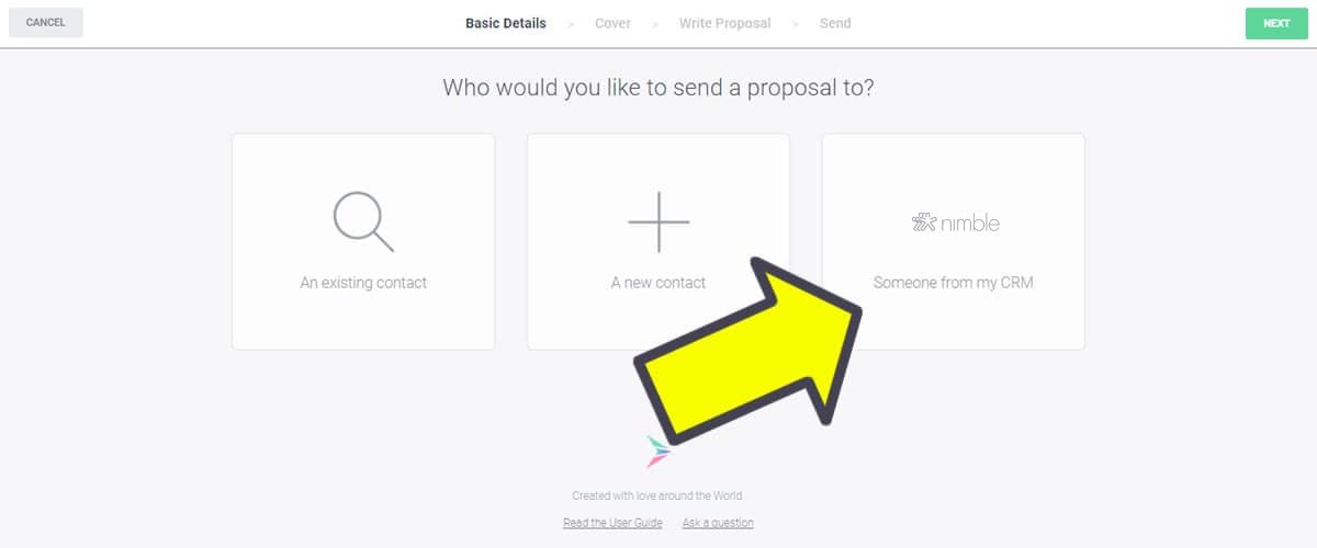 Connect Nimble to Better Proposals - Step1