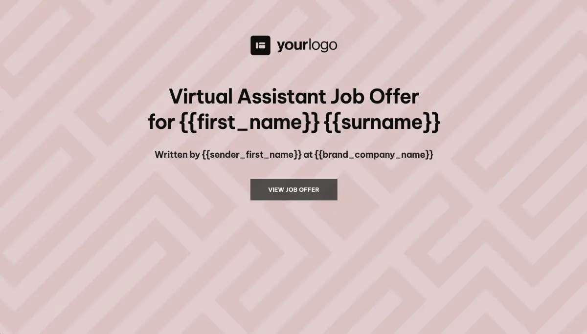 Virtual Assistant Job Offer Template - Visually Attractive Cover