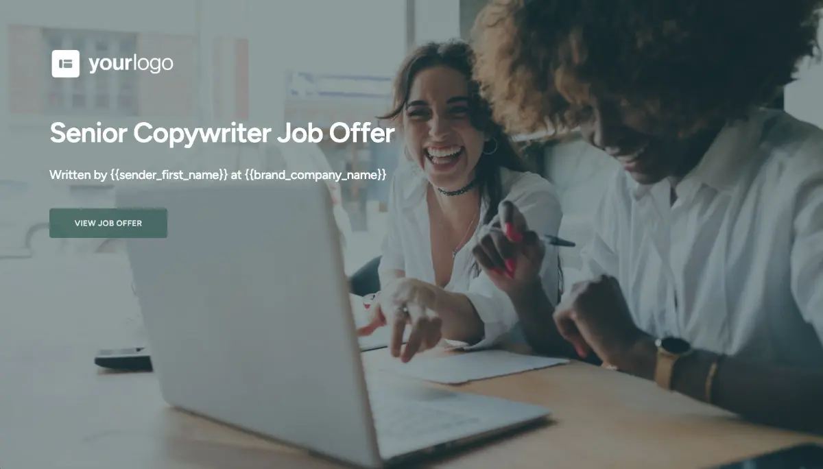 Senior Copywriter Job Offer Template - Beautiful Cover
