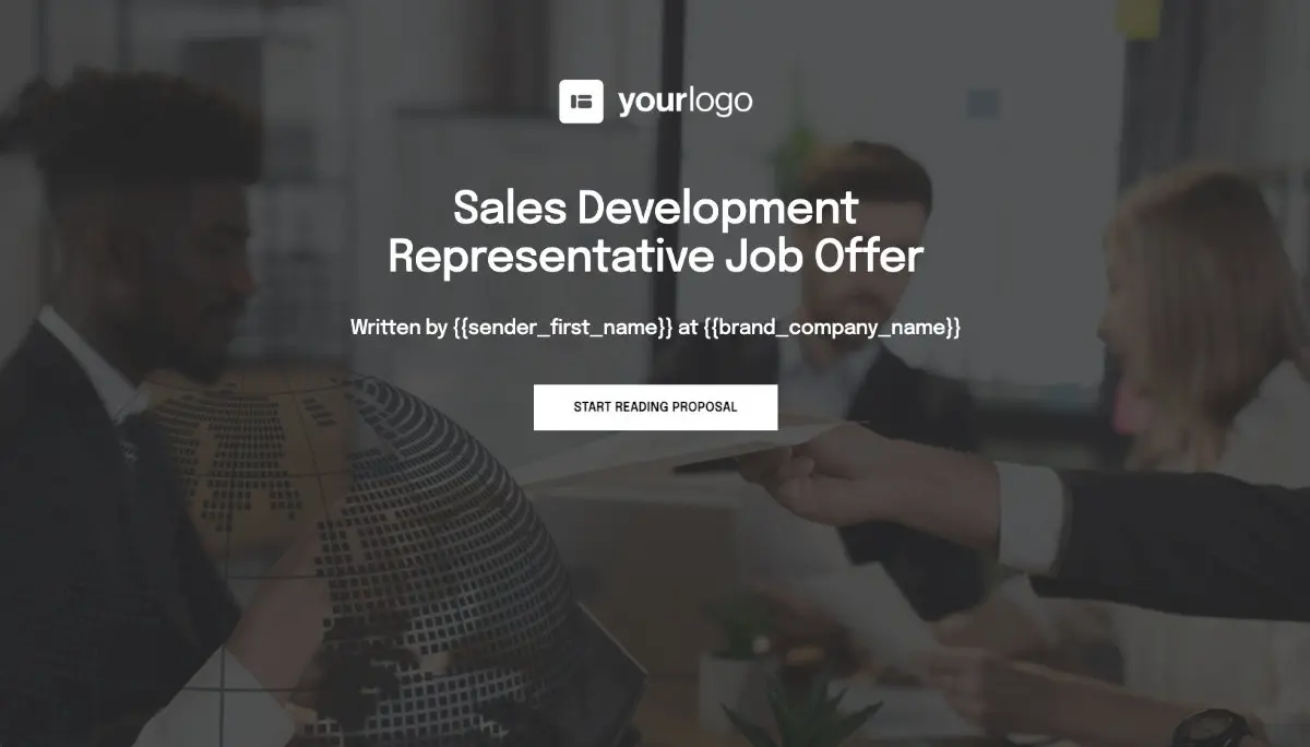 Sales Development Representative Job Offer Template - Attractive Cover