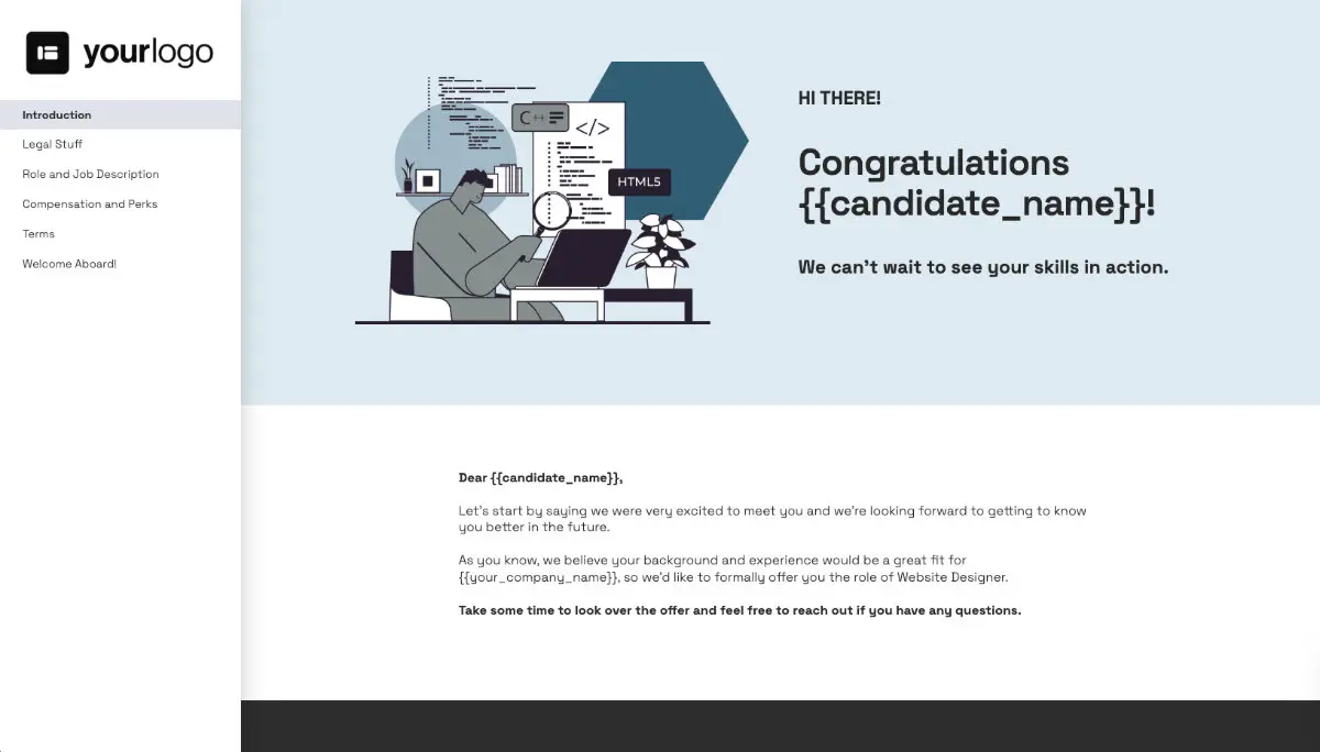Website Designer Job Offer Template - Pre-Written Introduction