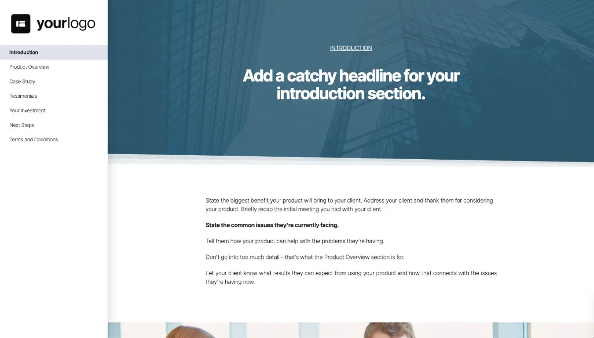 General Product Proposal Template - Medium Blue Slide 2