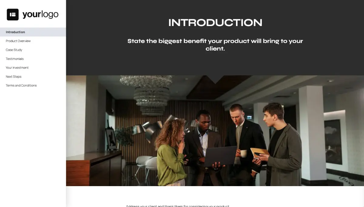 General Product Proposal Template - Dark Gray Slide 2