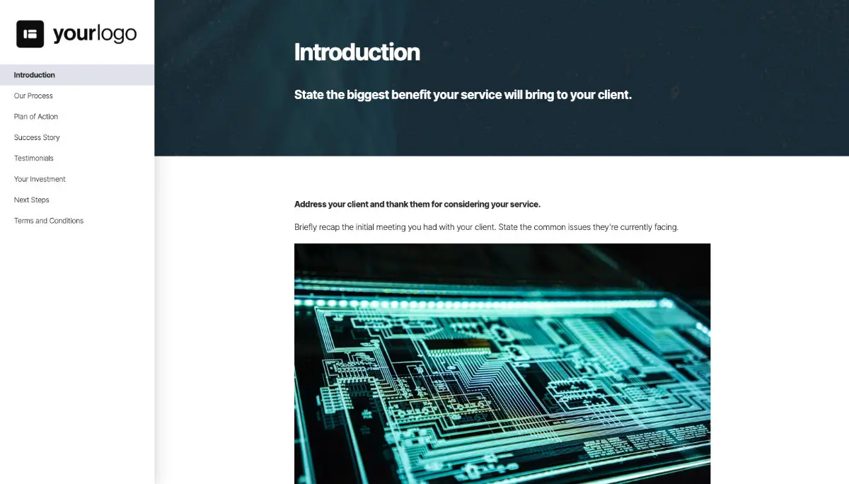 General Service Proposal Template - Very Dark Blue Slide 2