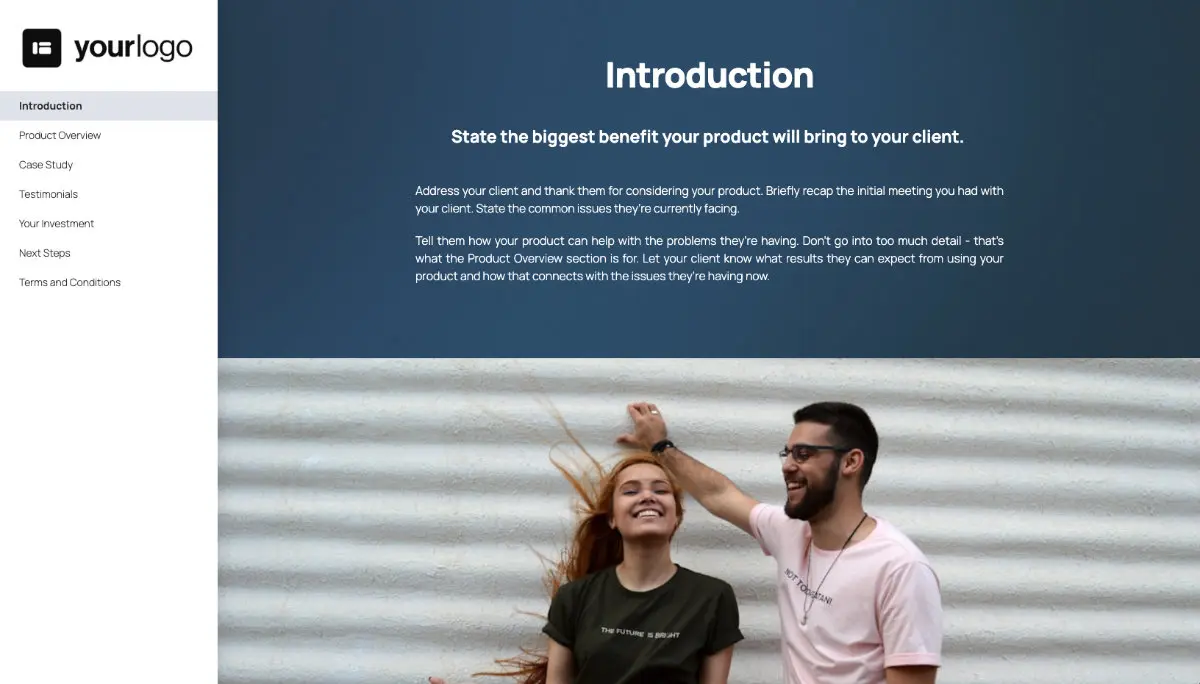 General Product Proposal Template - Deep Blue Slide 2