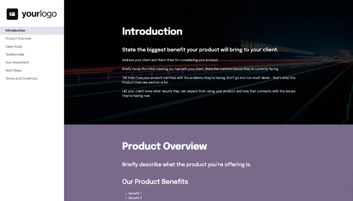 General Product Proposal Template - Deep Purple Slide 2