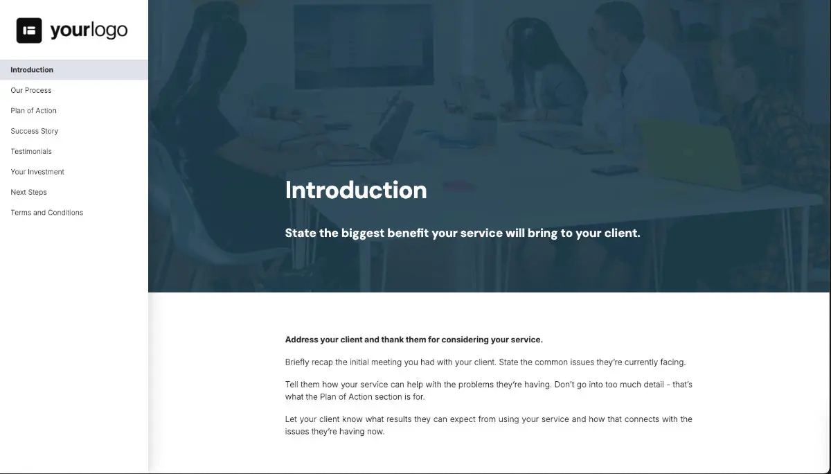 General Service Proposal Template - Dark Blue Slide 2