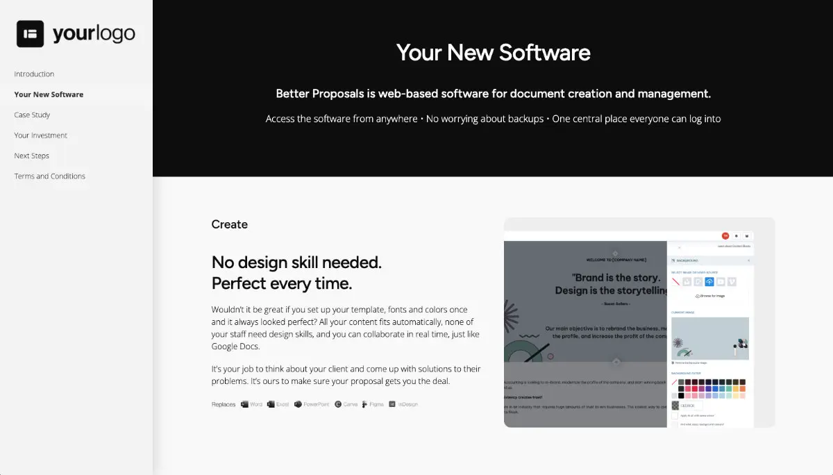 Better Proposals Product Proposal Template - Dedicated product section