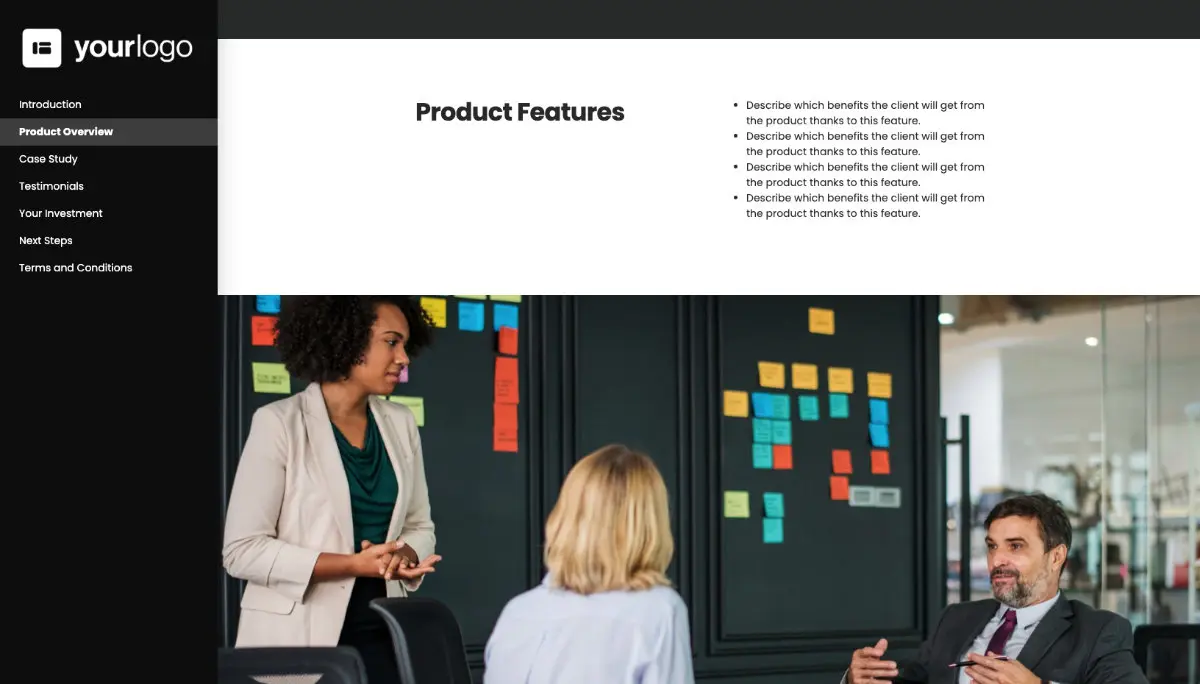 General Product Proposal Template - Deep Gray Slide 3