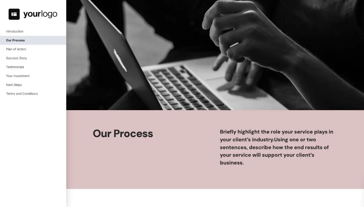 General Service Proposal Template - Pink - A dedicated section for your process