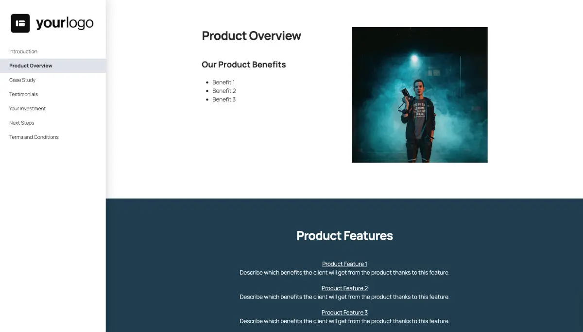General Product Proposal Template - Deep Blue - Product overview