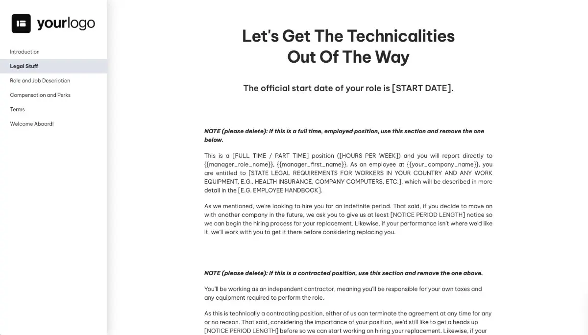 Virtual Assistant Job Offer Template - Hiring Details