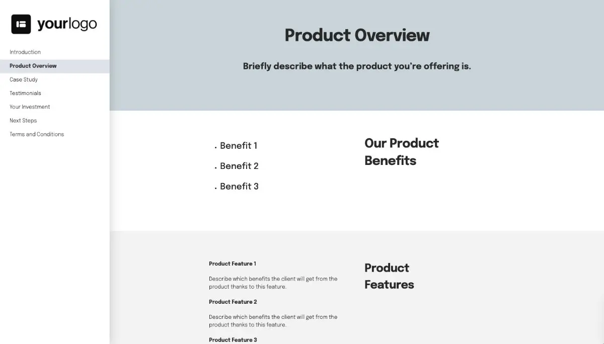 General Product Proposal Template - Light Blue - Product overview