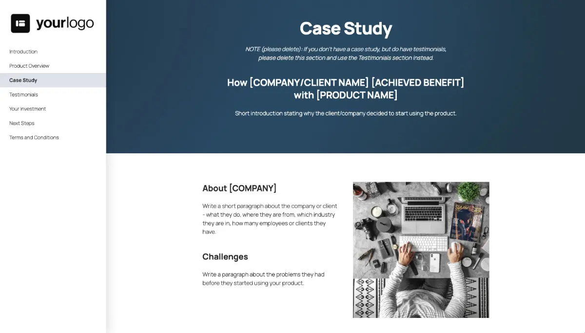 General Product Proposal Template - Deep Blue Slide 4