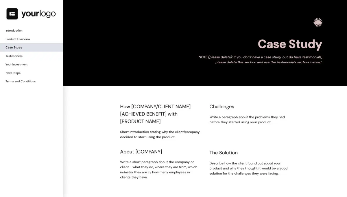 General Product Proposal Template - Black Pink - A case study