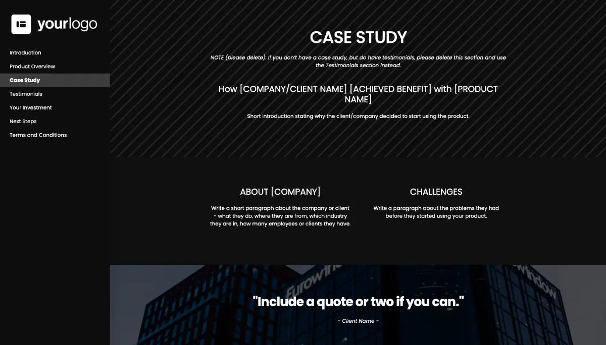 General Product Proposal Template - Black - A case study