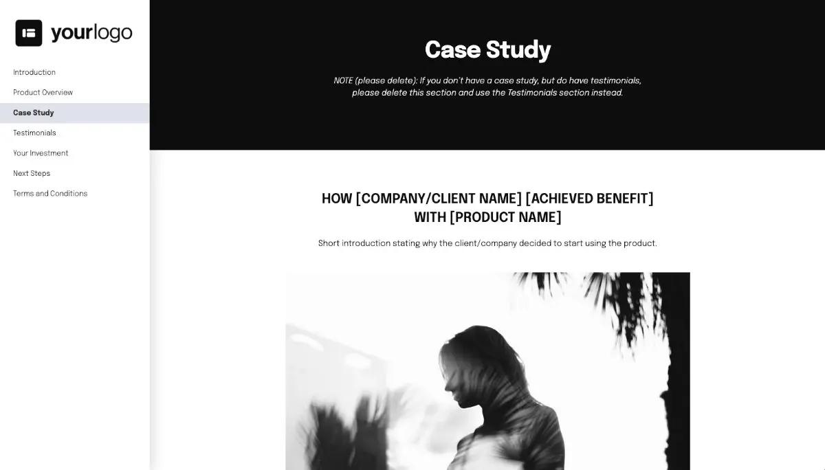 General Product Proposal Template - Black and White Slide 4