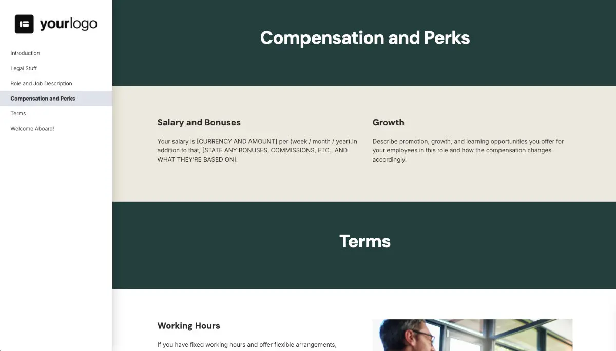 Recruiter Job Offer Template - Compensation and Perks