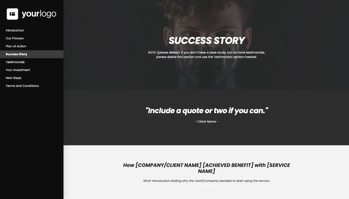 General Service Proposal Template - Deep Gray Slide 5