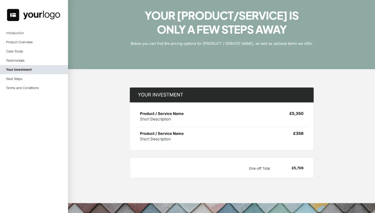 General Product Proposal Template - Sage - Pricing