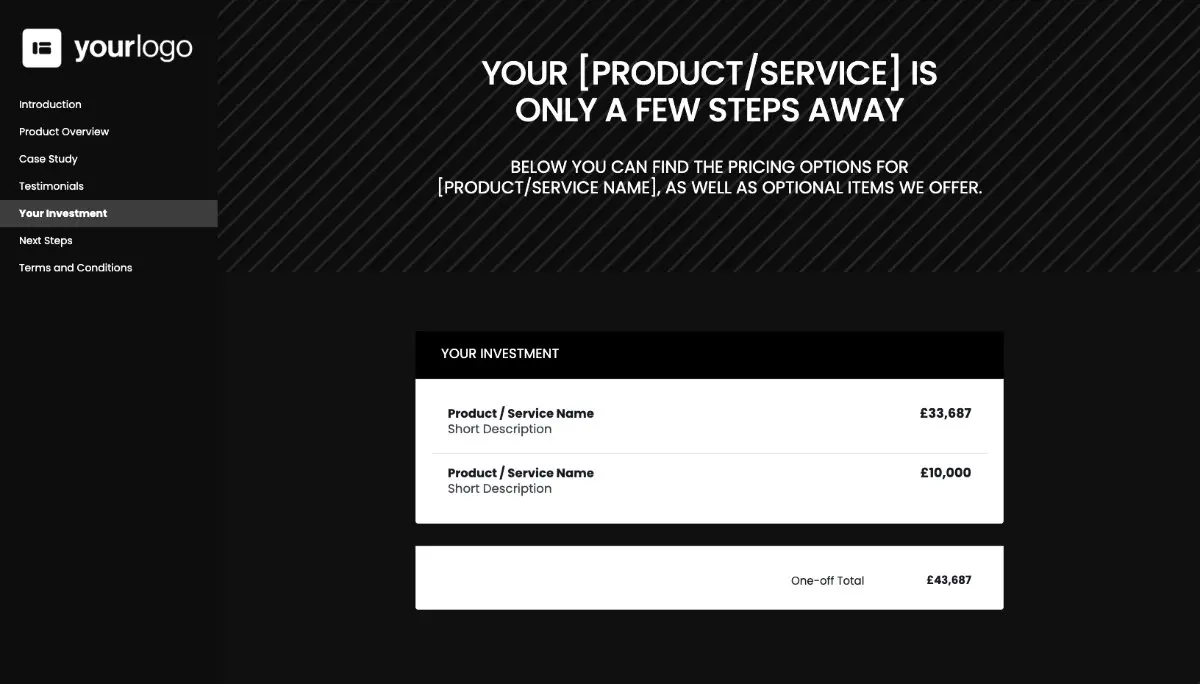General Product Proposal Template - Black Slide 6