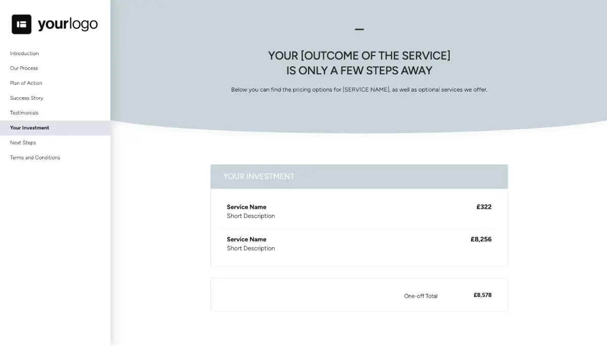 General Service Proposal Template - Light Blue Slide 7