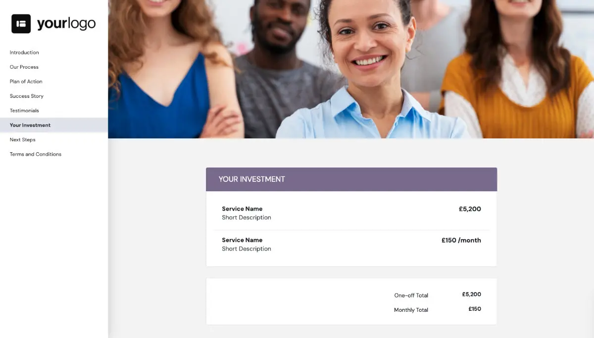 General Service Proposal Template - Medium Purple - Pricing
