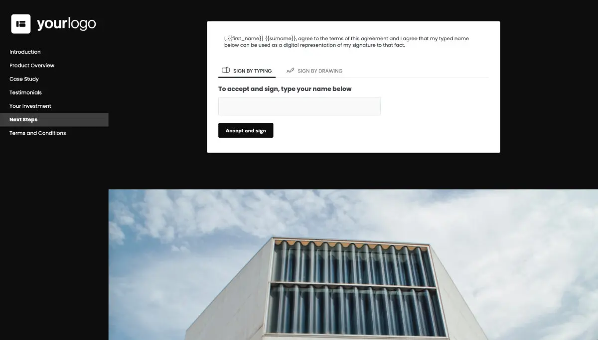General Product Proposal Template - Black - Next steps with digital signing