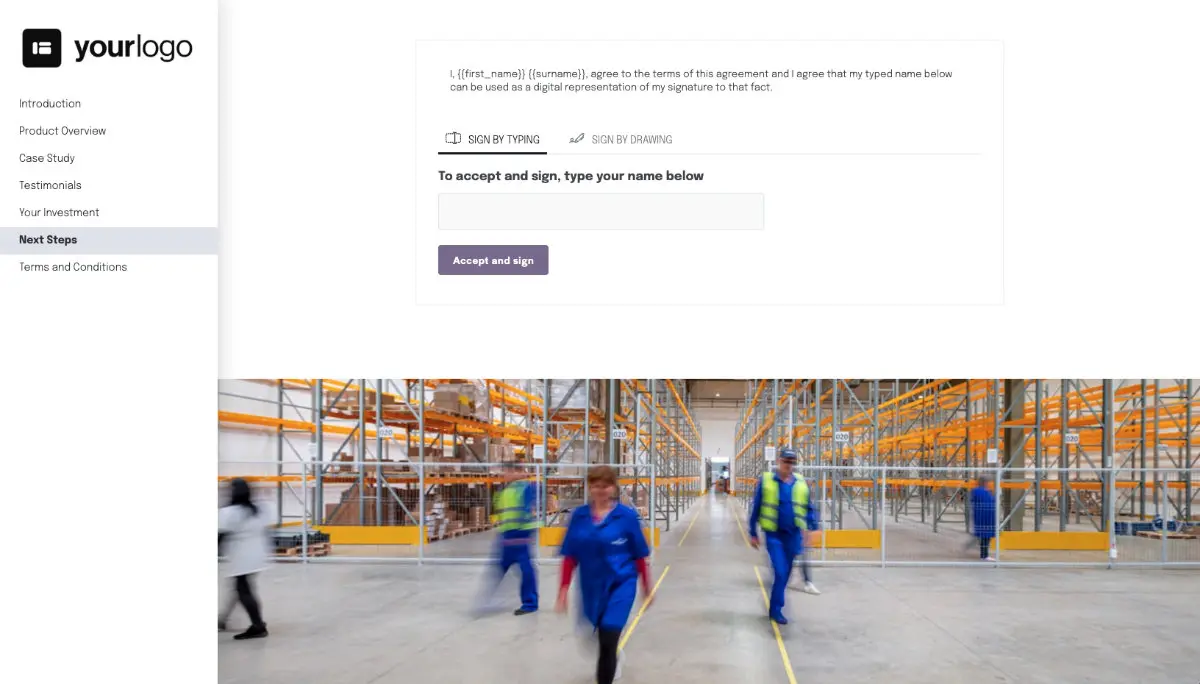 General Product Proposal Template - Deep Purple - Next steps with digital signing