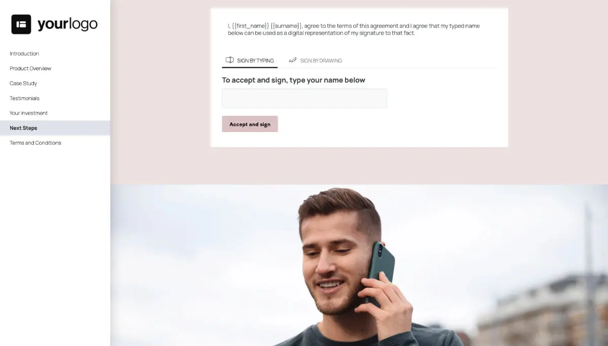 General Product Proposal Template - Pink - Next steps with digital signing
