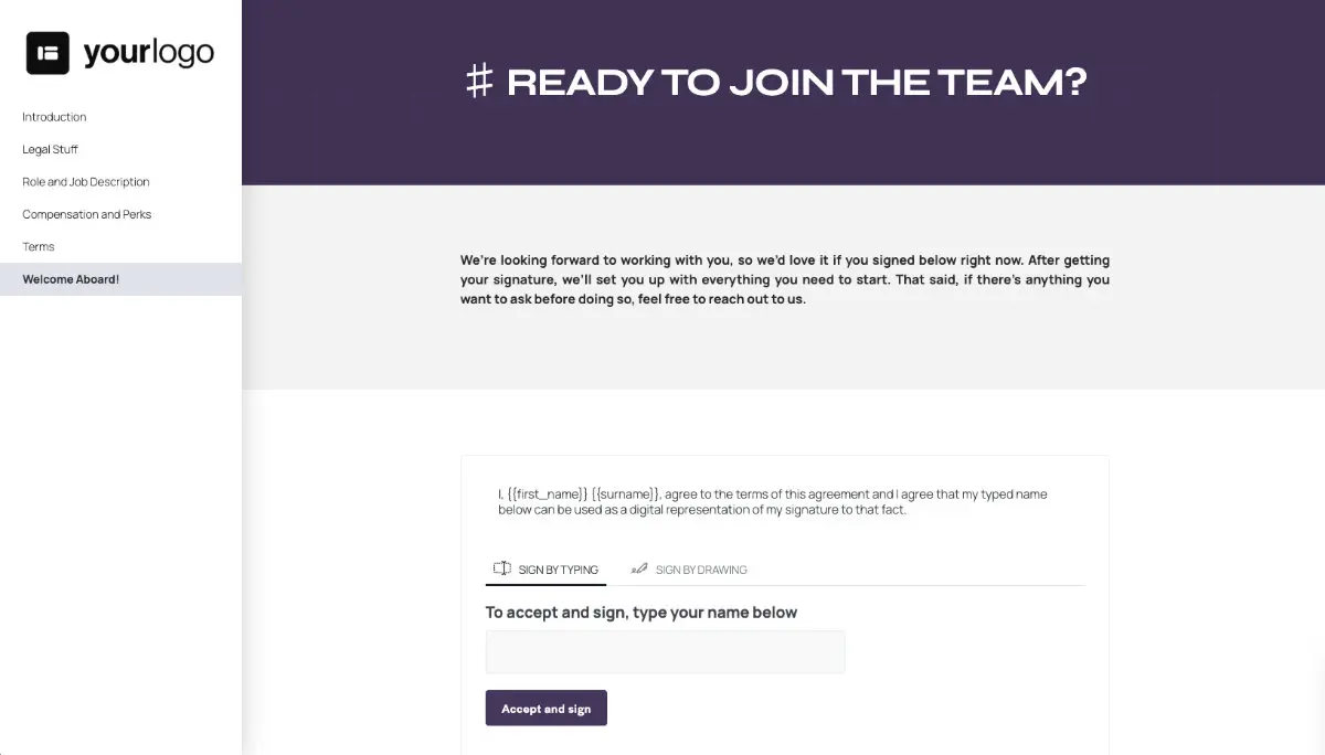 Social Media Manager Job Offer Template - Digital Signature