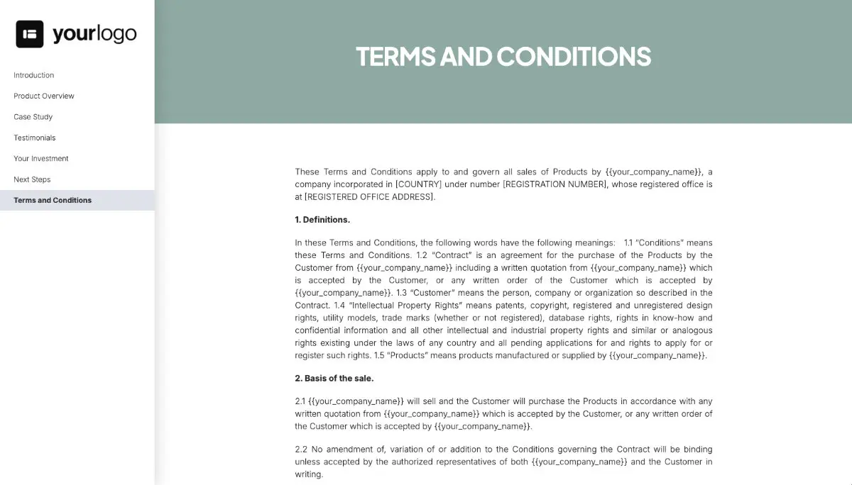 General Product Proposal Template - Sage - Terms and conditions