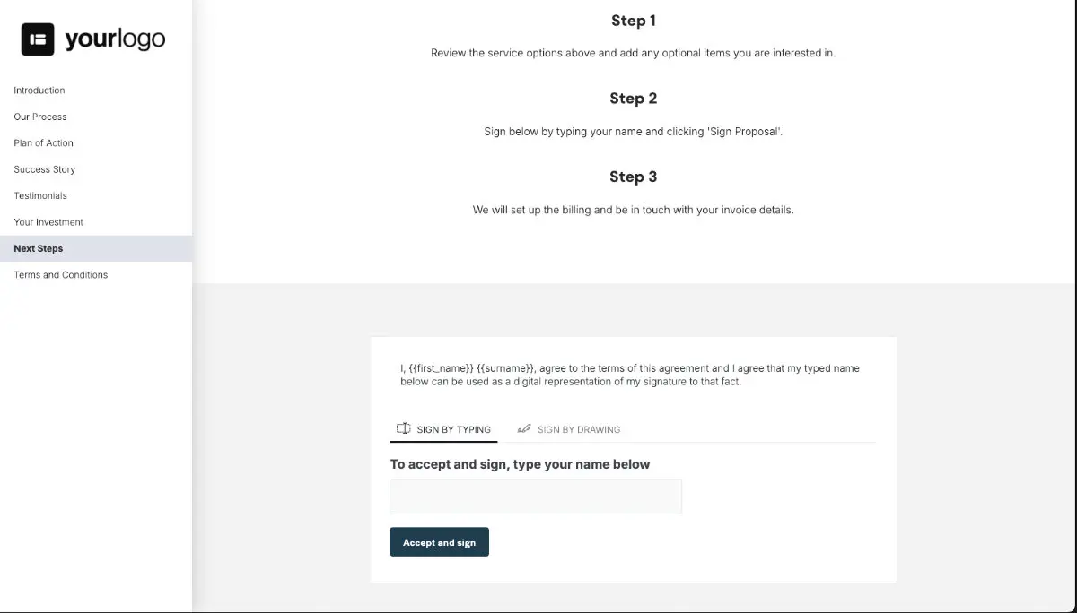 General Service Proposal Template - Dark Blue - Next steps