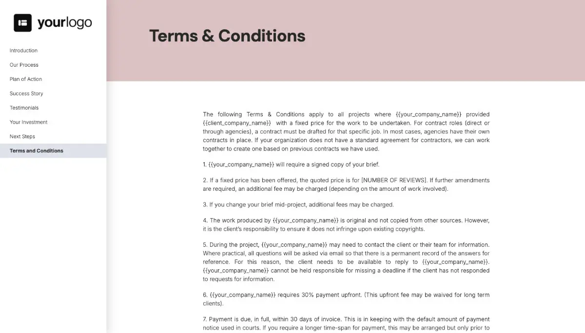 General Service Proposal Template - Pink - Terms and conditions