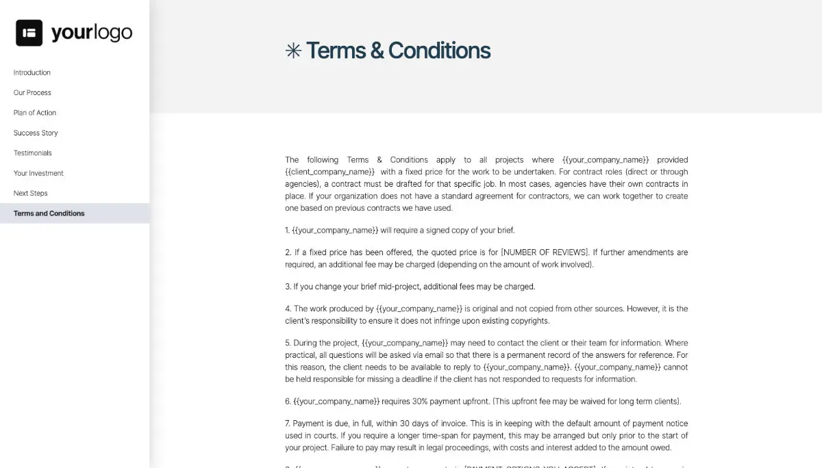 General Service Proposal Template - Deep Blue - Terms and conditions