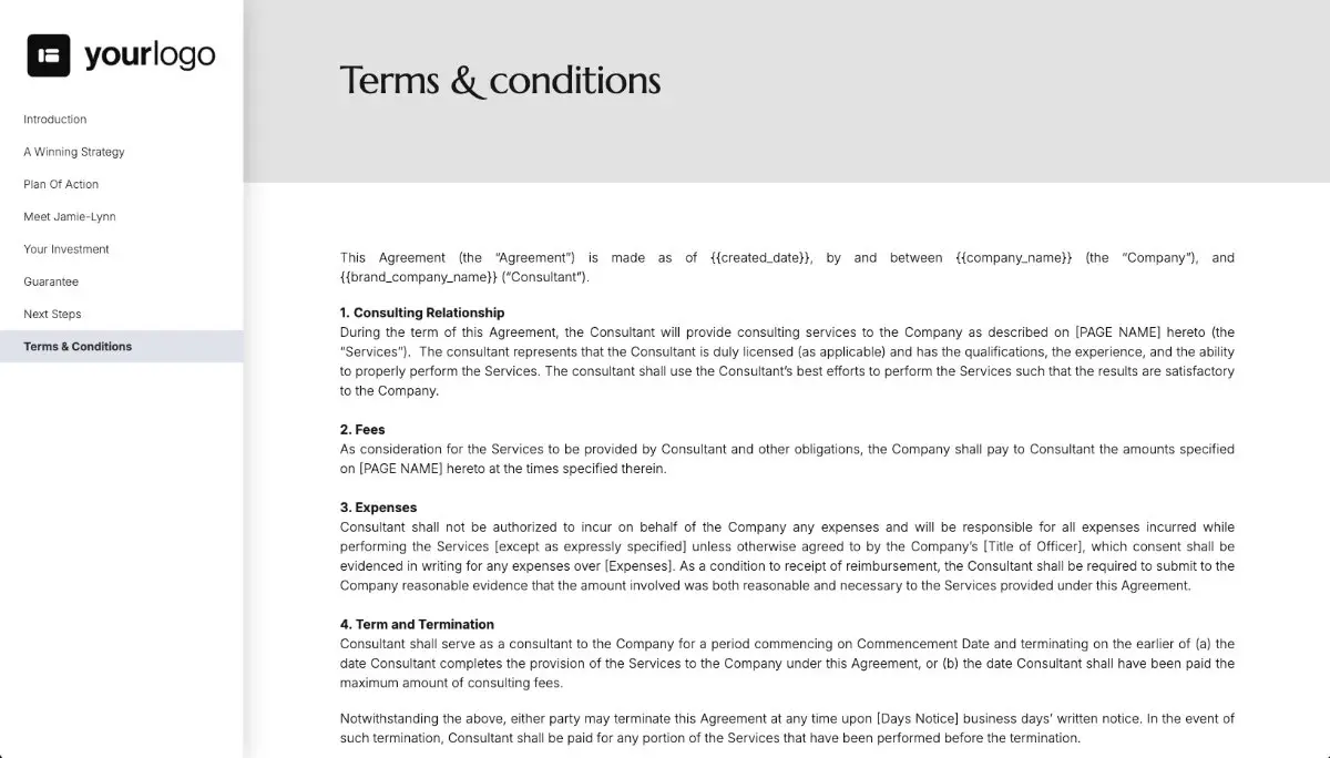 Business Consulting Proposal Template - Pre-written contract