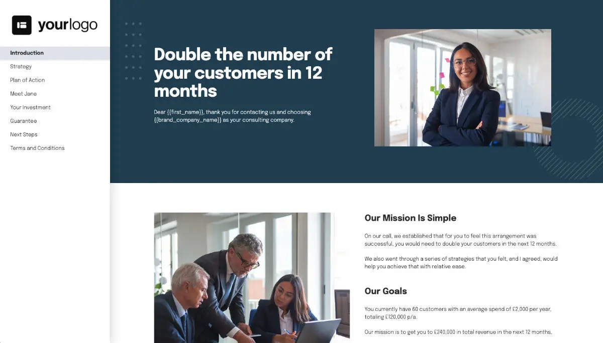 Consulting Proposal Template - Pre-written services section
