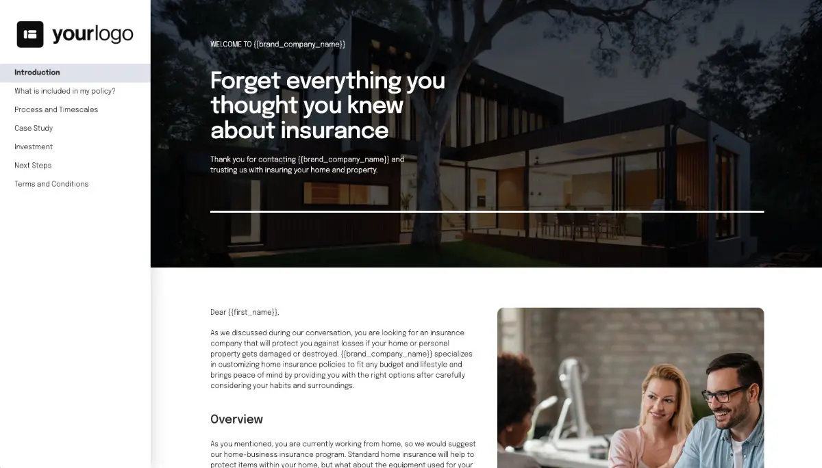 Insurance Proposal Template - Pre-written introduction section