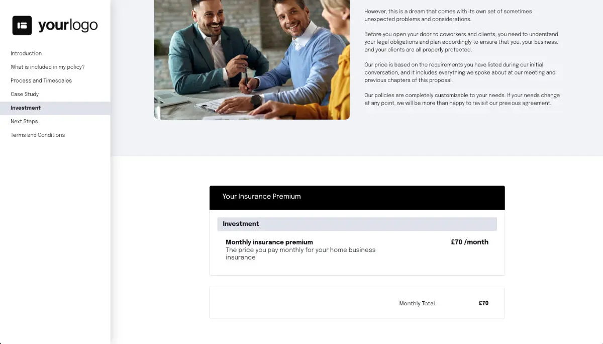 Insurance Proposal Template - Pricing