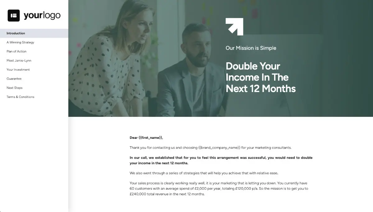 Marketing Consulting Proposal Template - Pre-written introduction section