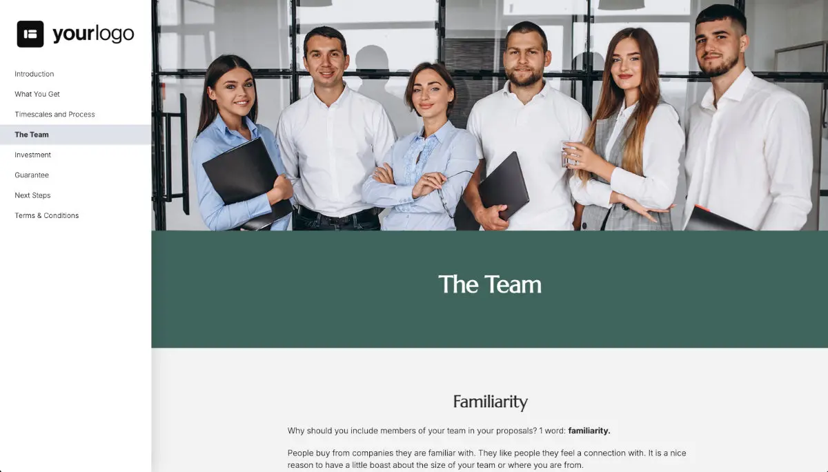 Sales Proposal Template - The team