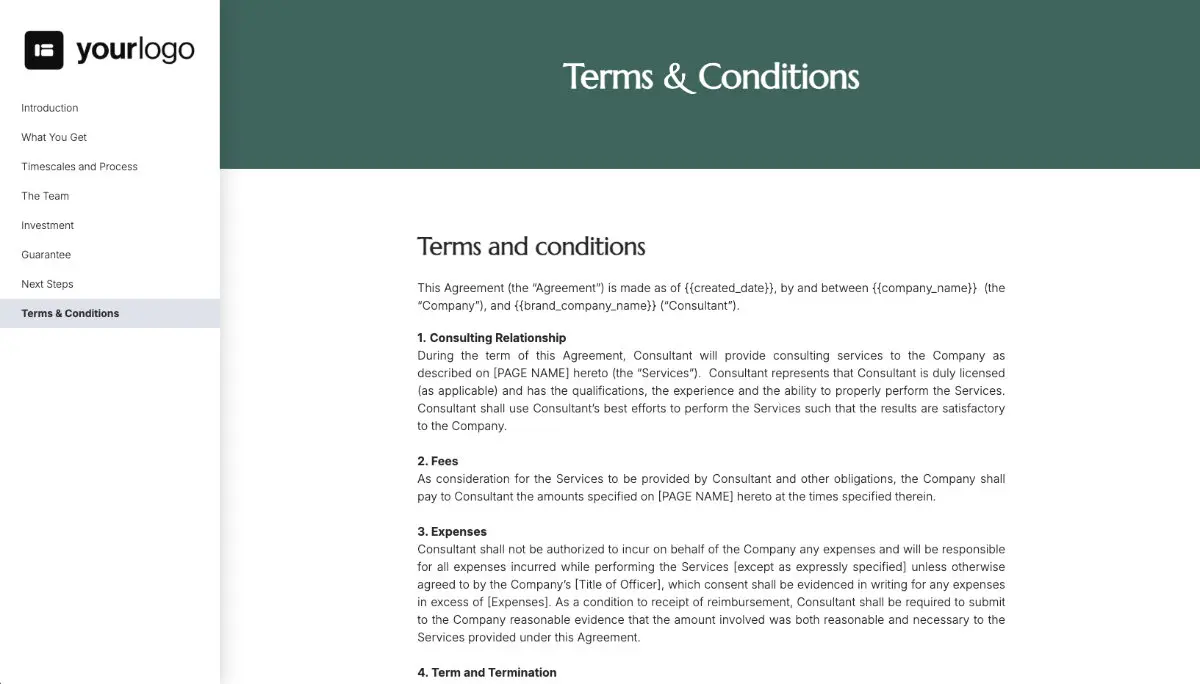 Sales Proposal Template - Pre-written contract
