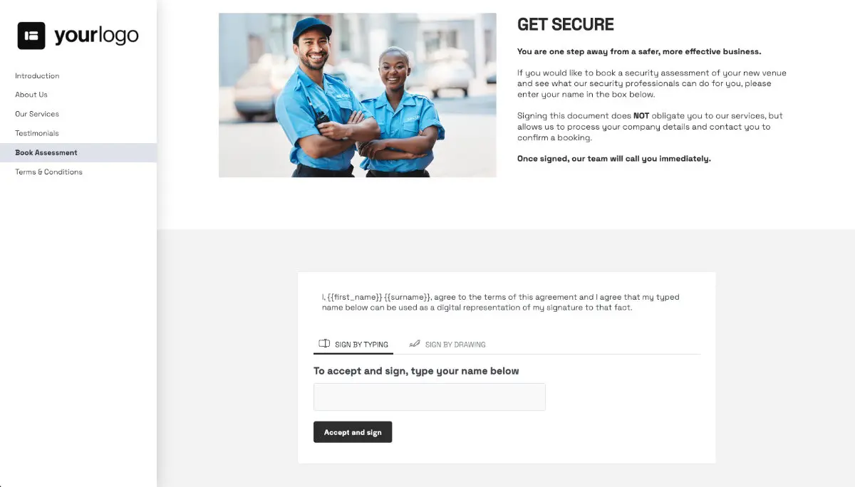 Security Proposal Template - Next steps with digital signing