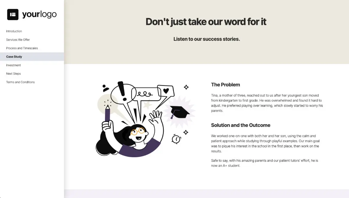 Tutoring Proposal Template - Case study example