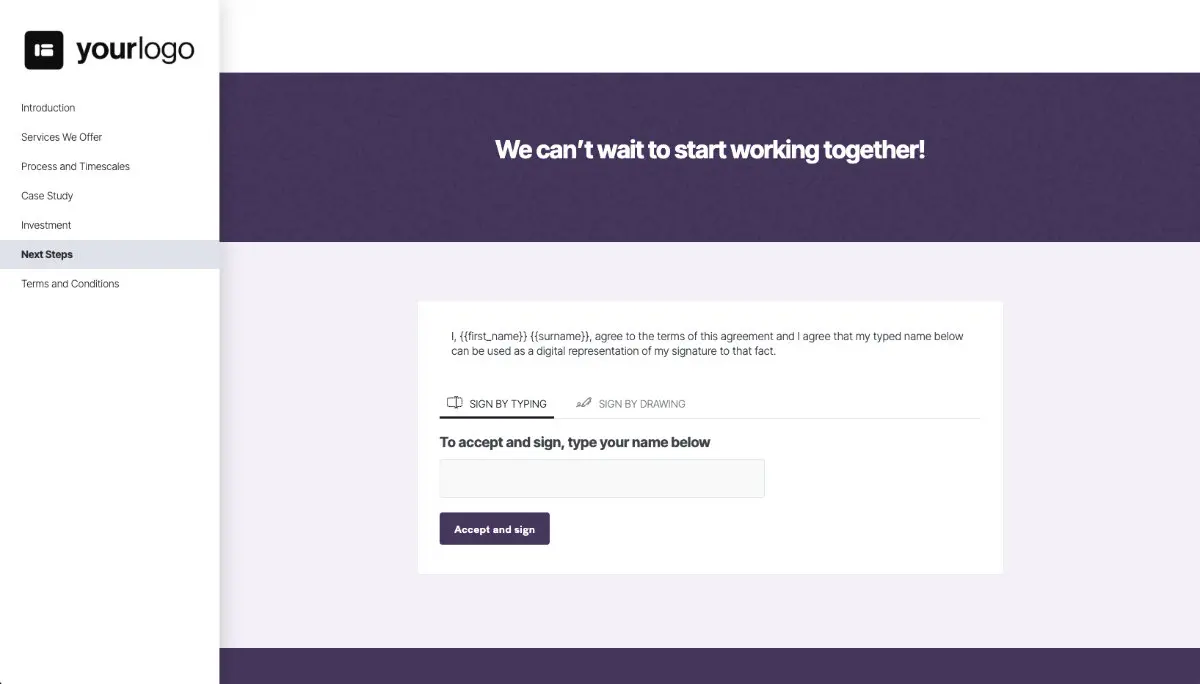 Tutoring Proposal Template - Next steps with digital signing