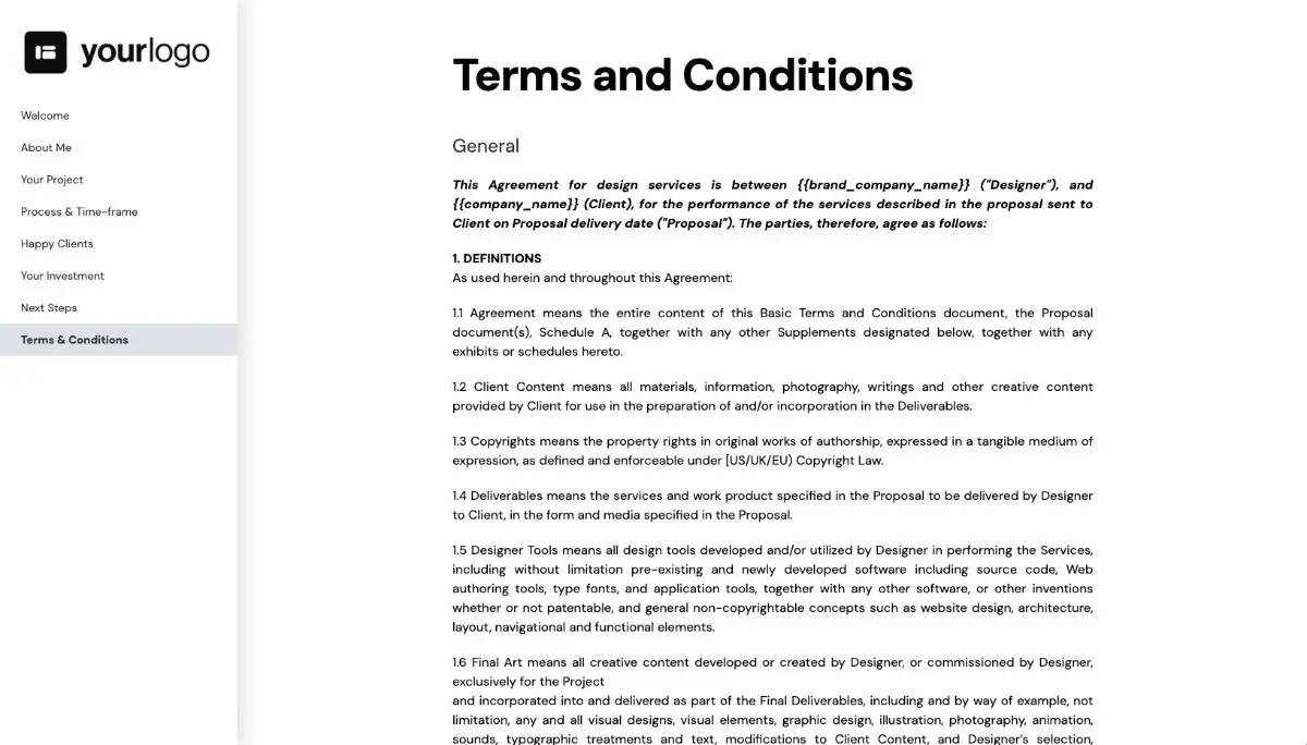 Freelance Design Proposal Template - Pre-written contract