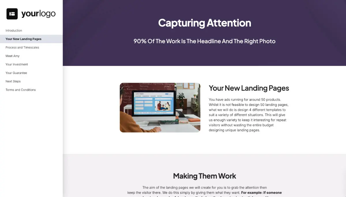 Landing Page Design Proposal Template Slide 3